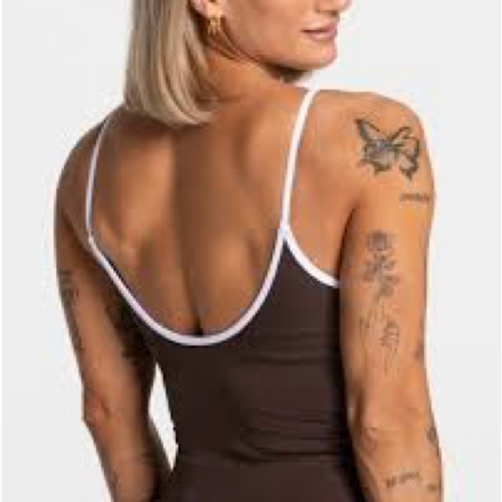 Brown Tank Top with White Trim